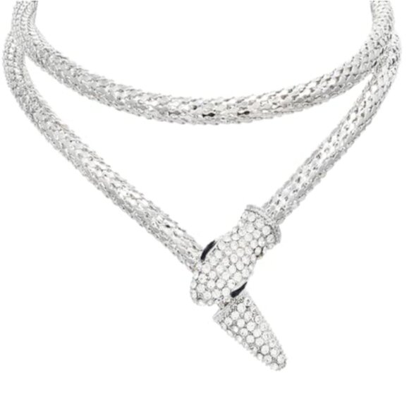 Silver Bendable Snake Choker Necklace - Picture 2 of 4